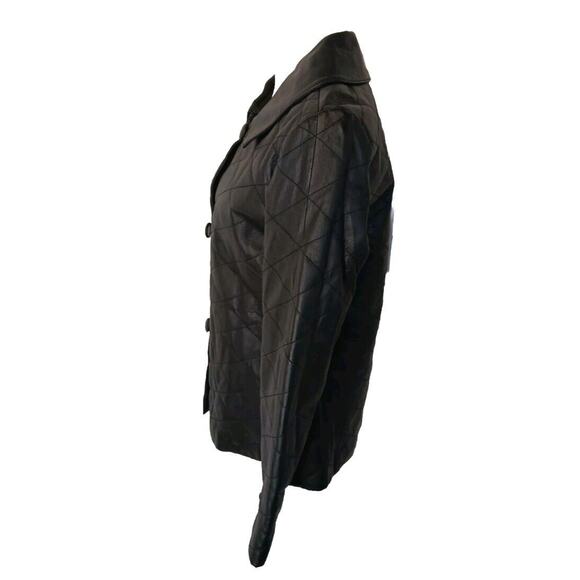 Hillard and Hanson Quilted 100% Leather Jacket Women’s Size S Black Fitted Lined - Picture 3 of 6